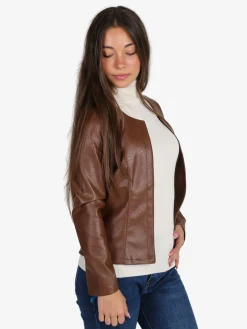 Solada Blazer donna aperto in ecopelle - marrone