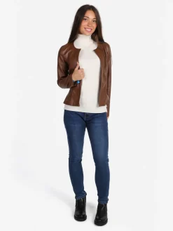 Solada Blazer donna aperto in ecopelle - marrone