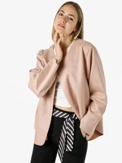 Solada Blazer donna aperto oversize in tessuto soft scamosciato - rosa