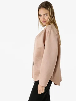 Solada Blazer donna aperto oversize in tessuto soft scamosciato - rosa