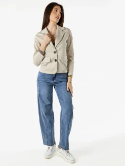 Solada Blazer donna con bottoni e stampa texture - beige
