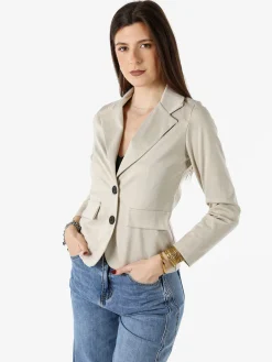 Solada Blazer donna con bottoni e stampa texture - beige