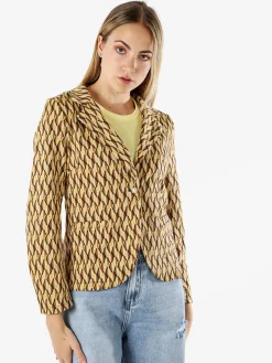 Solada Blazer donna con stampe geometriche - cammello