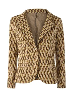Solada Blazer donna con stampe geometriche - cammello