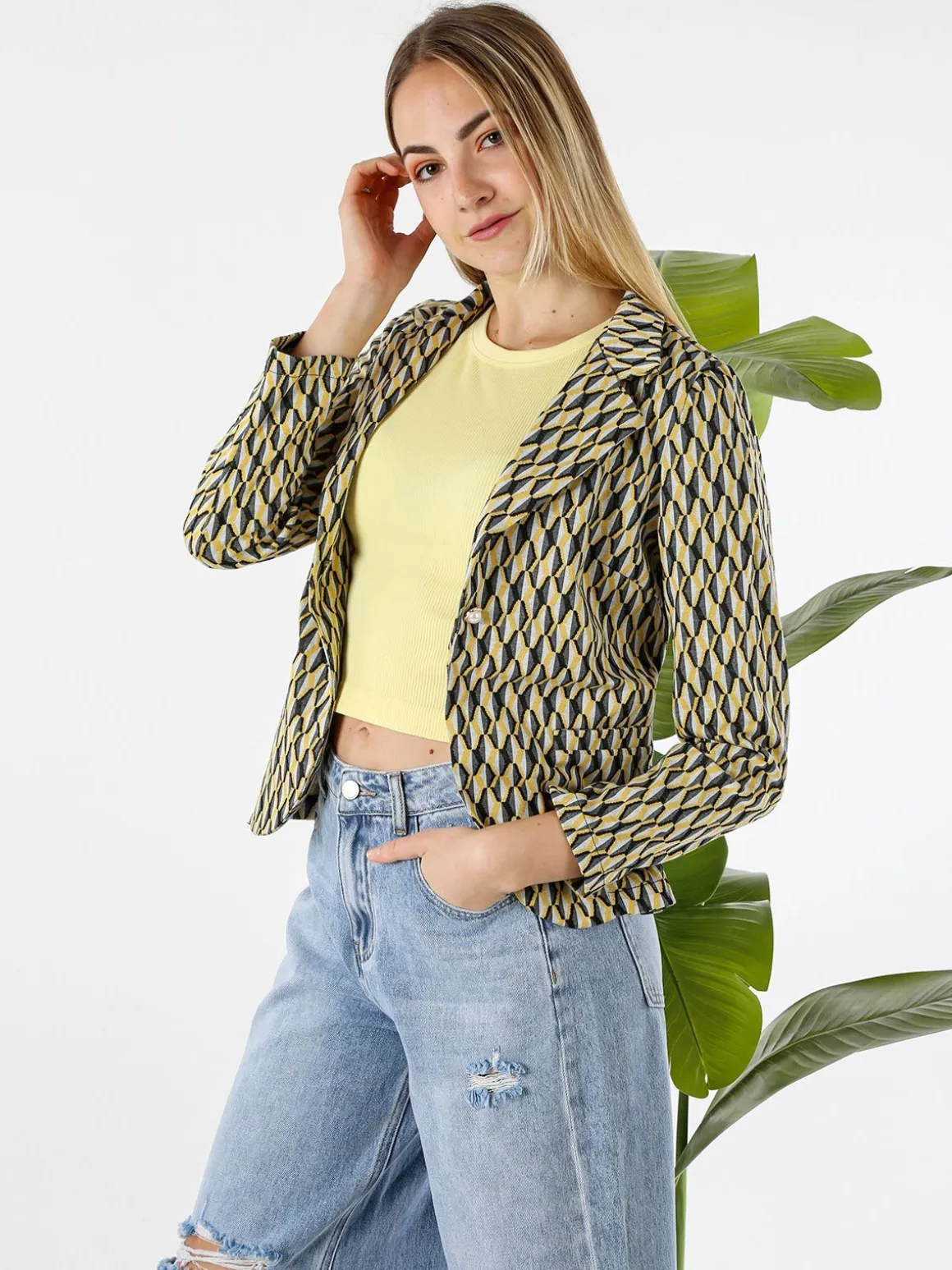 Solada Blazer donna con stampe geometriche - grigio