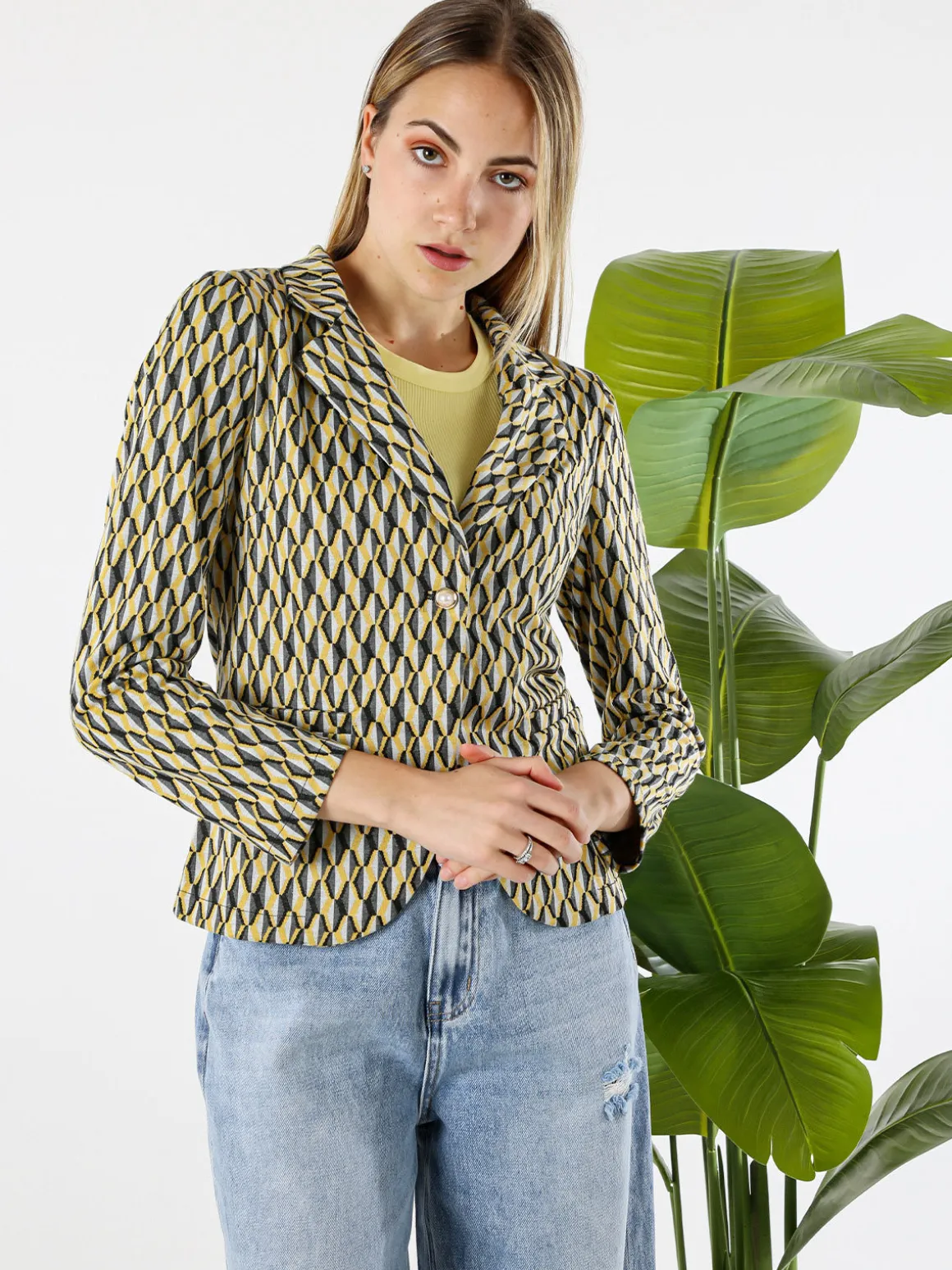 Solada Blazer donna con stampe geometriche - grigio
