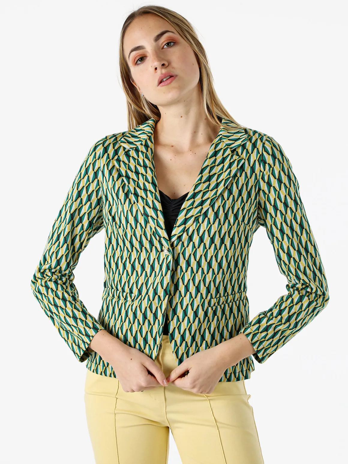 Solada Blazer donna con stampe geometriche - verde
