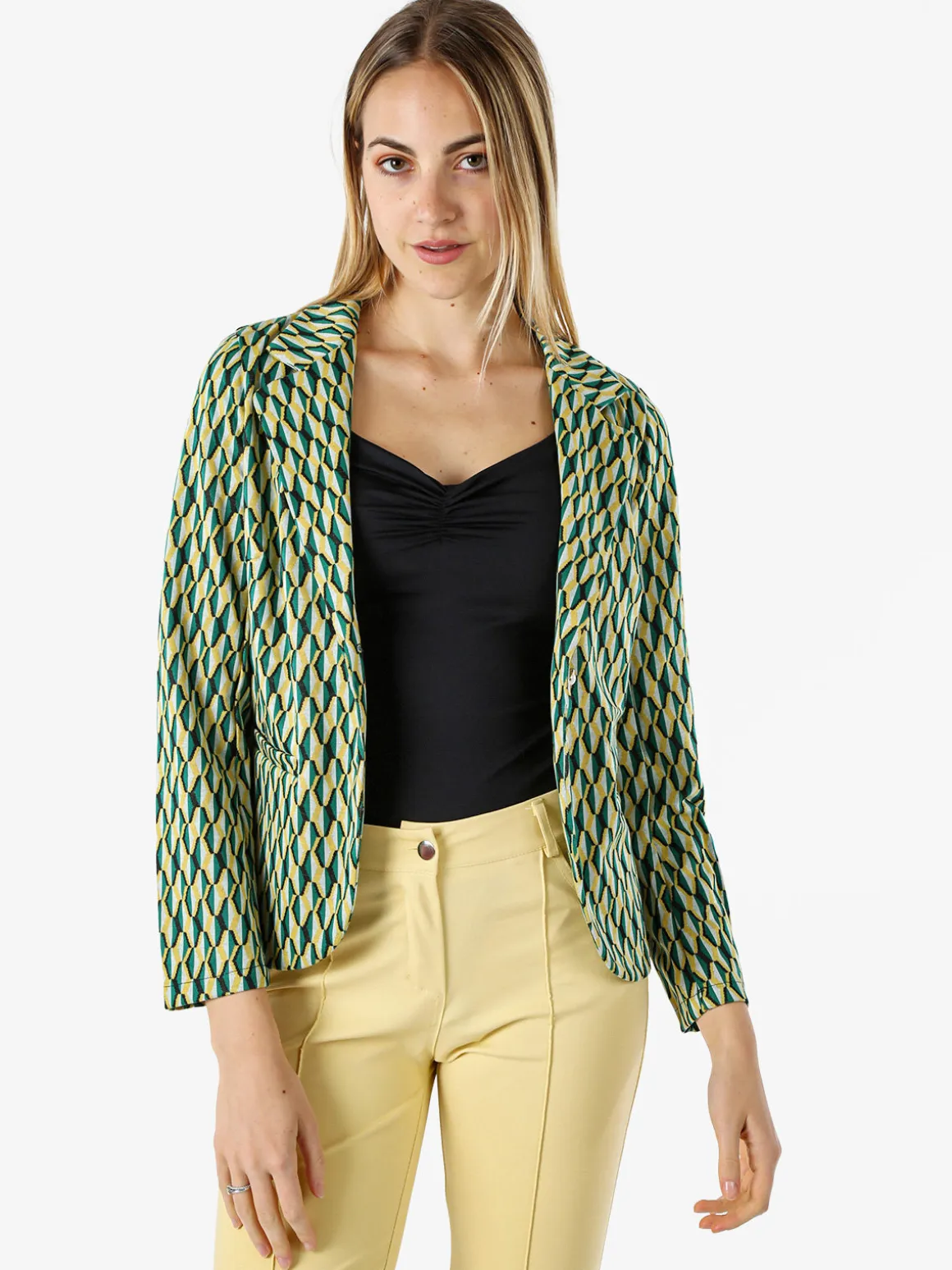 Solada Blazer donna con stampe geometriche - verde