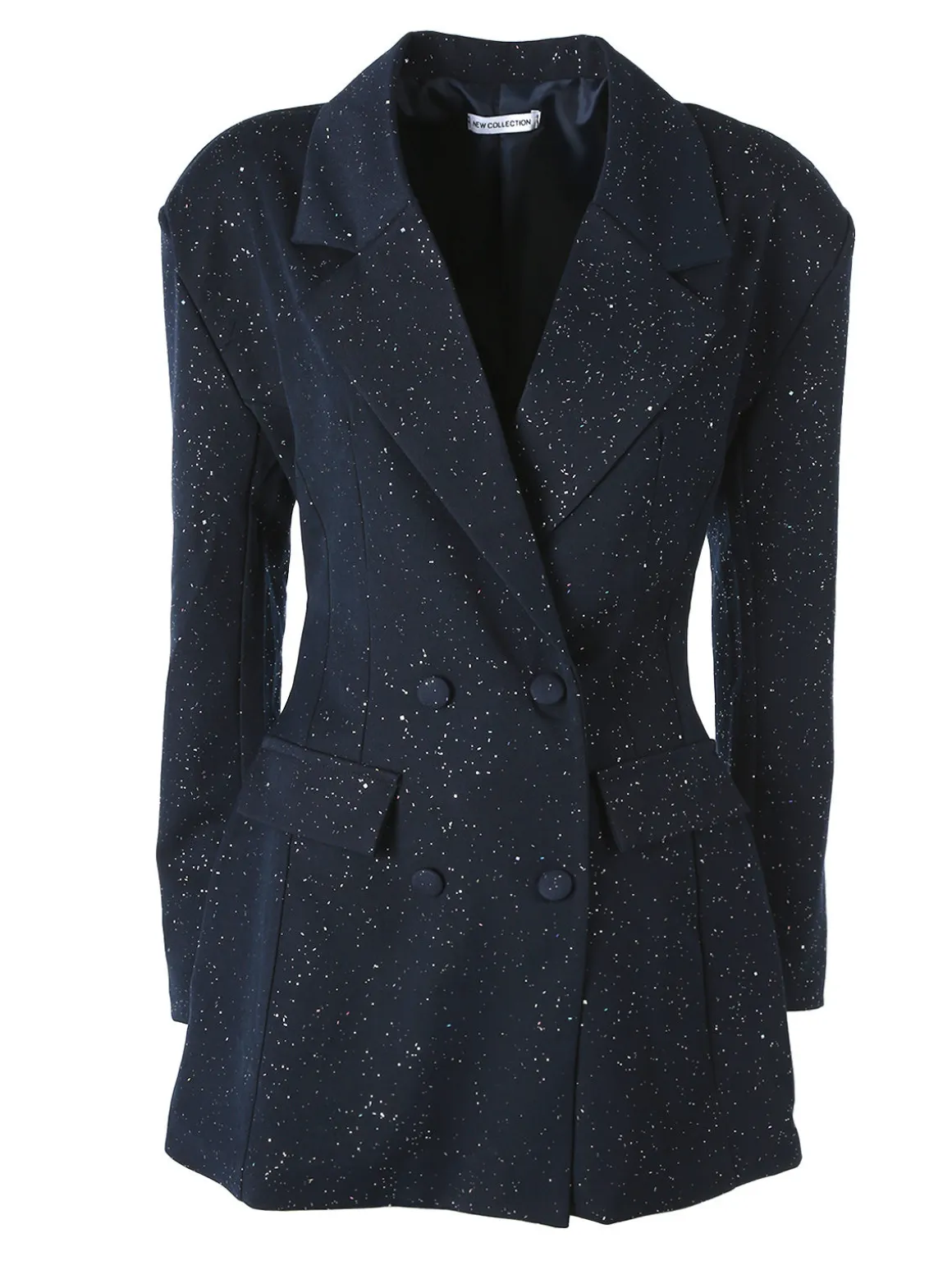 Solada Blazer donna elegante con brillantini e chiusura a doppiopetto - blu scuro