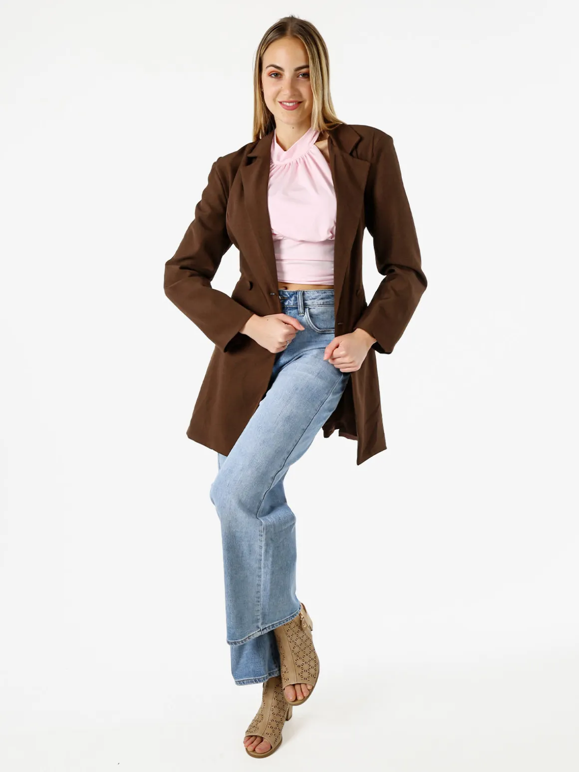 Solada Blazer donna elegante a doppiopetto - moro