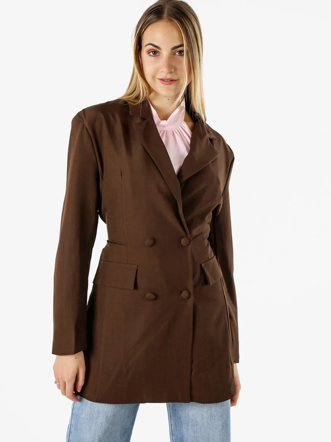 Solada Blazer donna elegante a doppiopetto - moro
