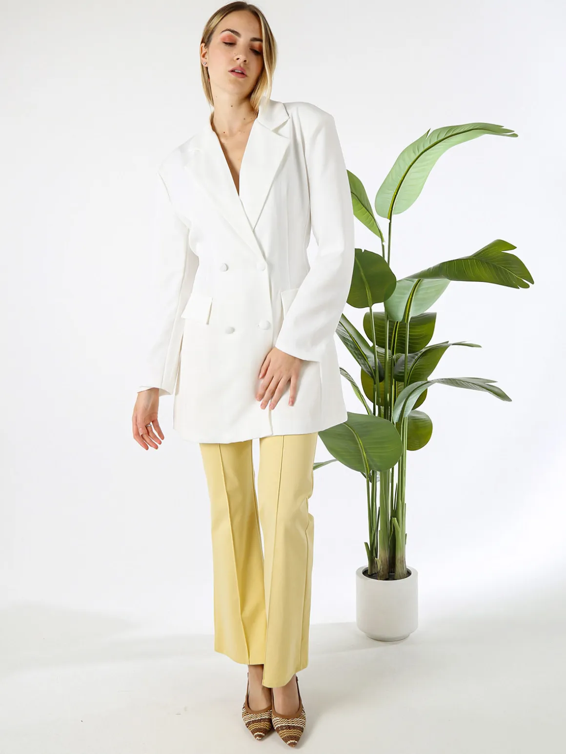 Solada Blazer donna elegante a doppiopetto - bianco