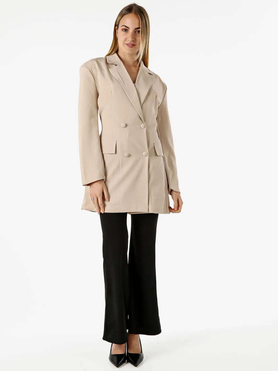 Solada Blazer donna elegante a doppiopetto - beige