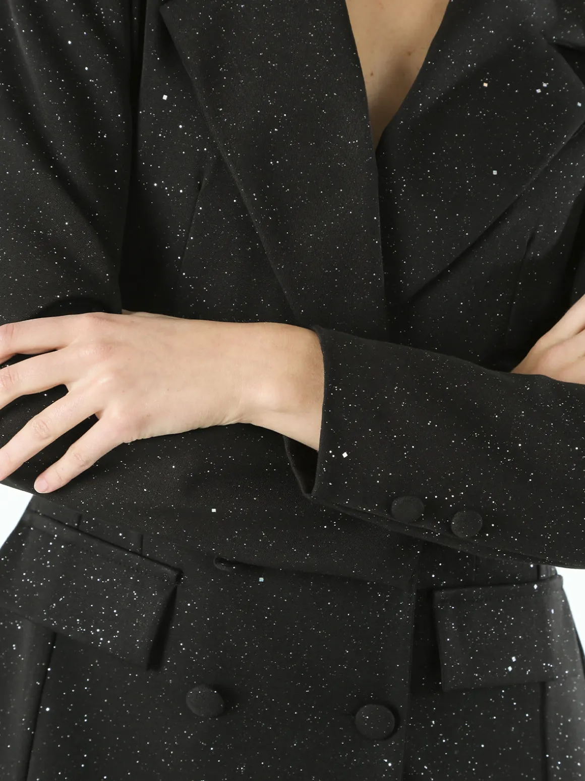 Solada Blazer donna elegante con brillantini e chiusura a doppiopetto