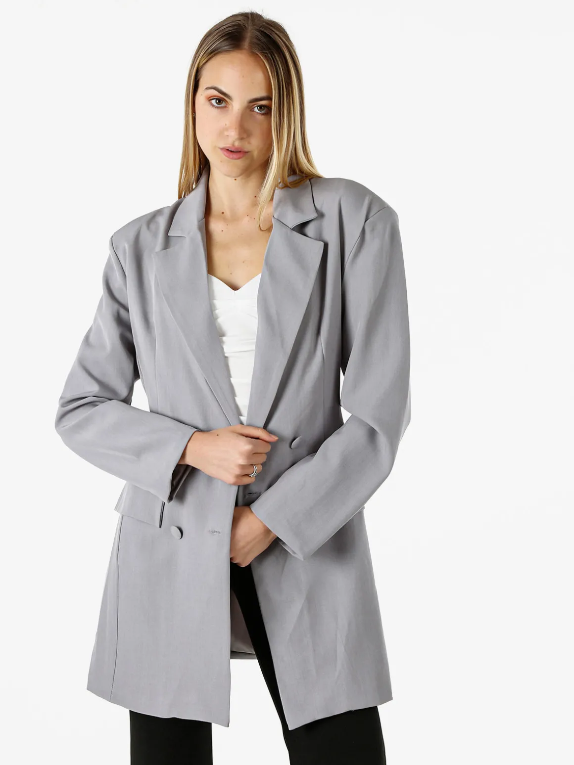 Solada Blazer donna elegante a doppiopetto - grigio