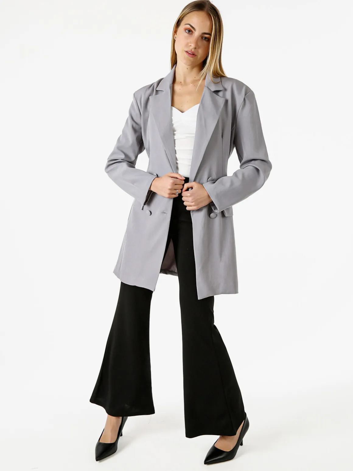 Solada Blazer donna elegante a doppiopetto - grigio