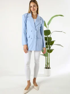 Solada Blazer donna elegante a doppiopetto - azzurro