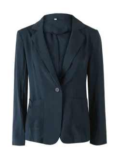 Solada Blazer donna in misto lino con bottone - blu scuro