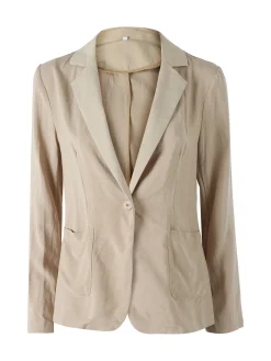 Solada Blazer donna in misto lino con bottone - khaki