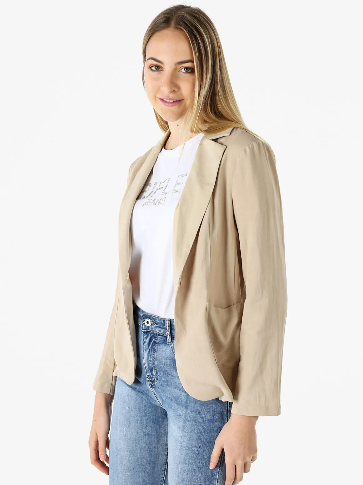 Solada Blazer donna in misto lino con bottone - khaki