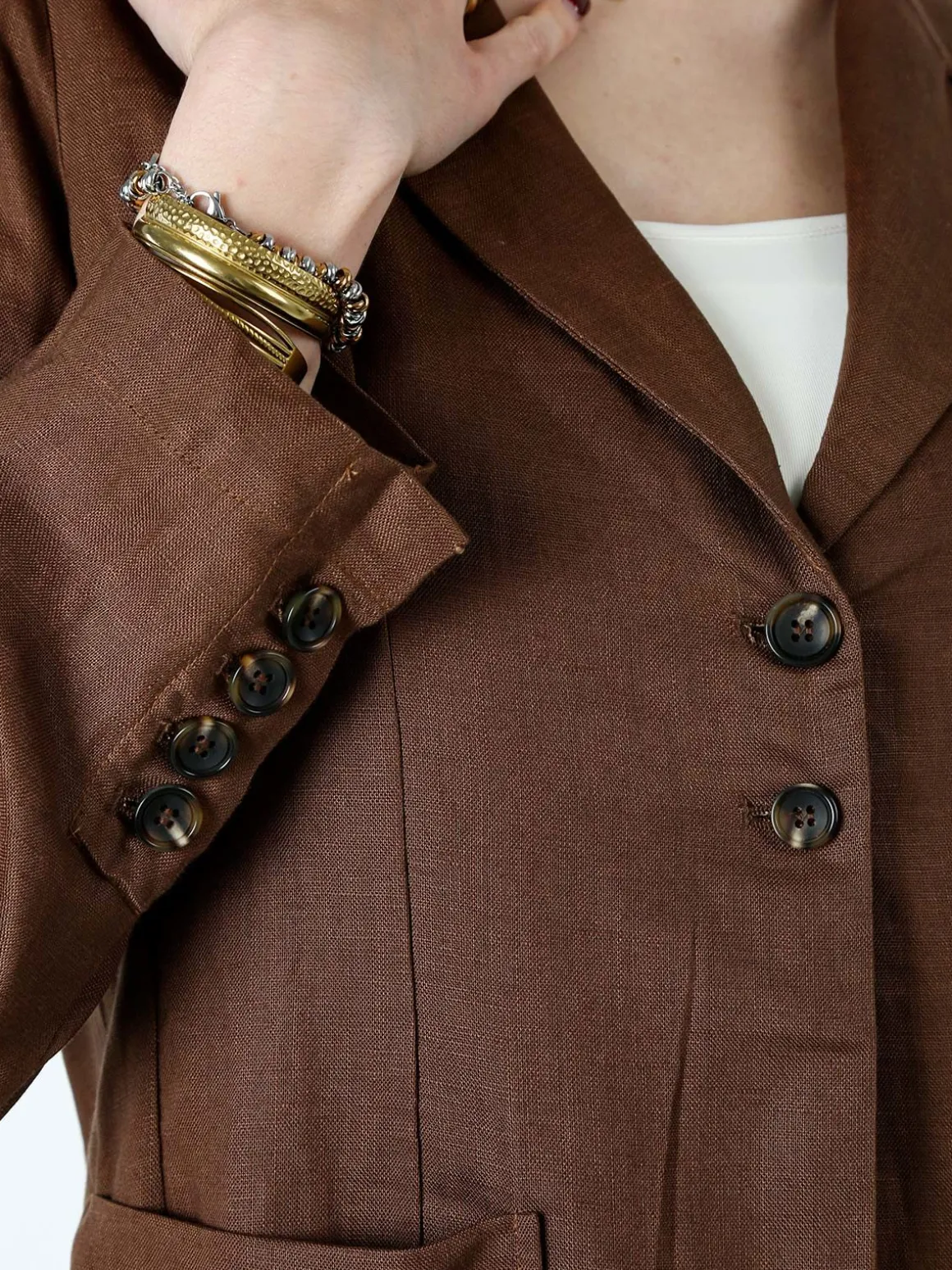 Solada Blazer donna in misto lino - marrone