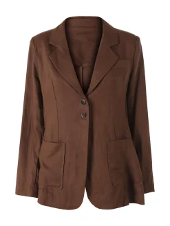 Solada Blazer donna in misto lino - marrone