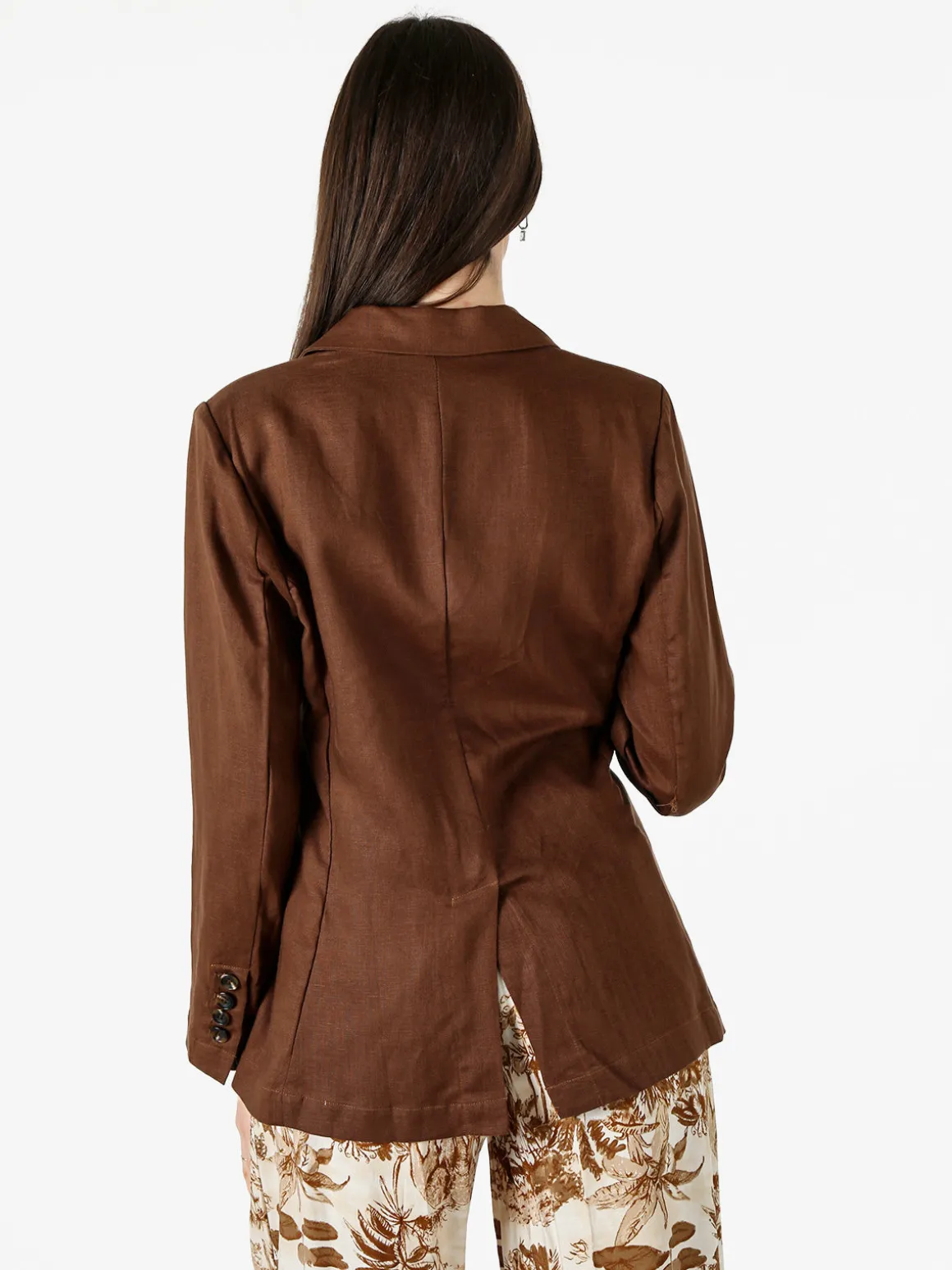 Solada Blazer donna in misto lino - marrone