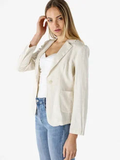 Solada Blazer donna in misto lino con bottone - beige