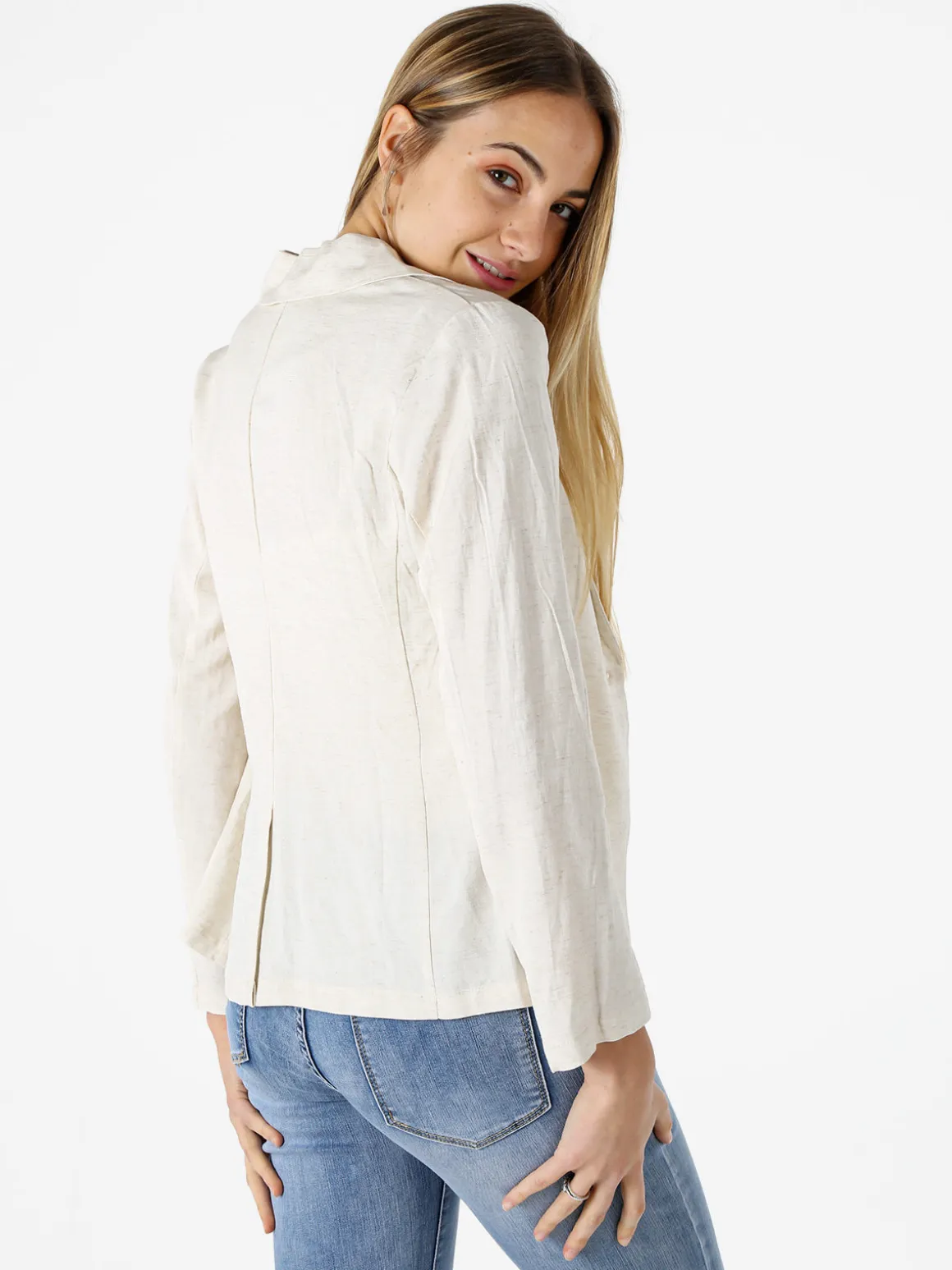 Solada Blazer donna in misto lino con bottone - beige