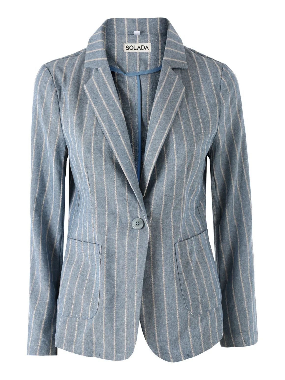 Solada Blazer donna in misto lino e cotone con stampa a righe - blu