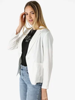 Solada Blazer donna in misto lino con bottone - bianco