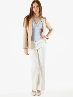 Solada Blazer donna in misto lino e viscosa - beige