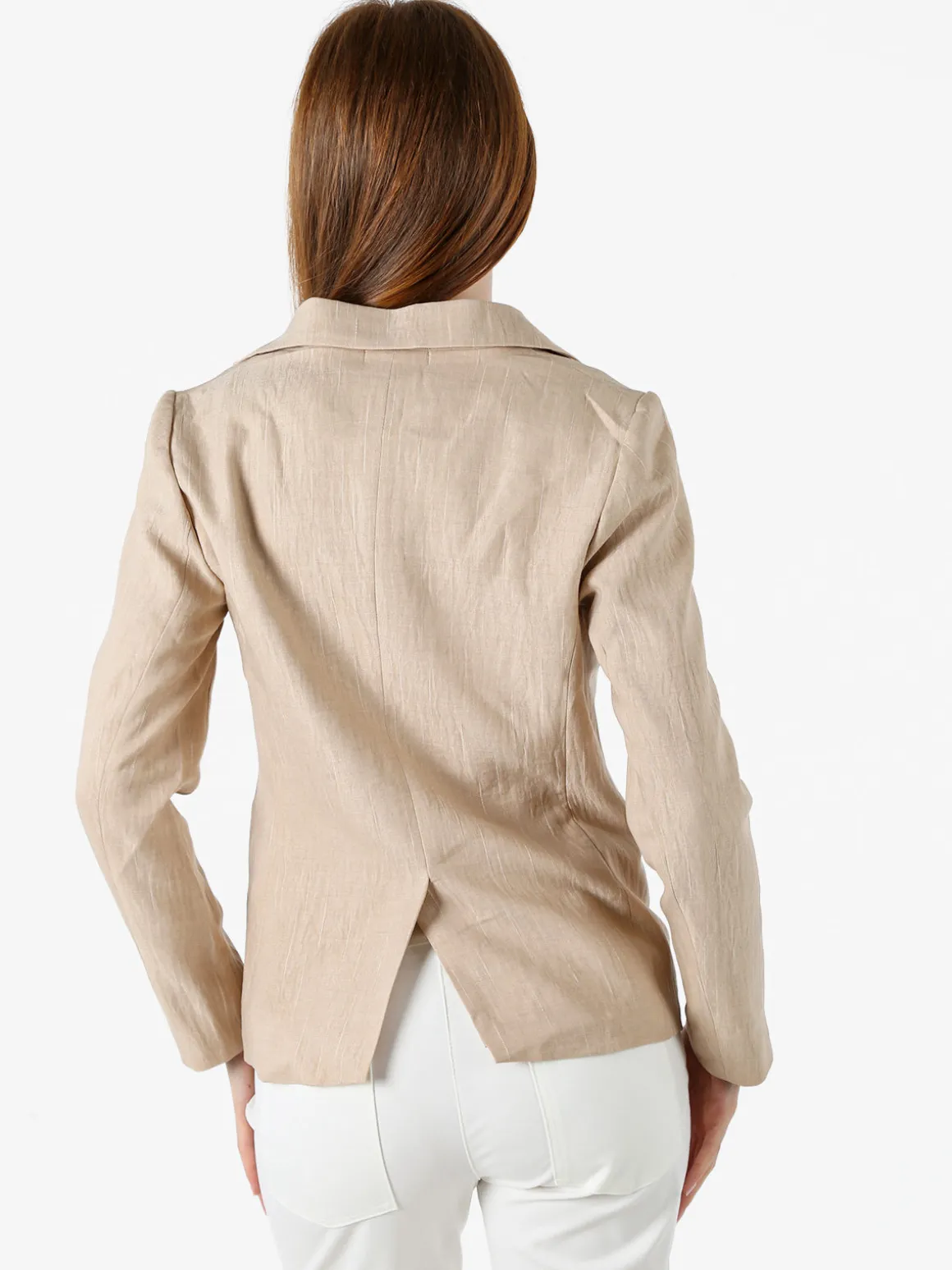Solada Blazer donna in misto lino e viscosa - beige