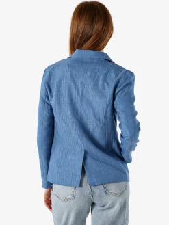 Solada Blazer donna in misto lino e viscosa - blu