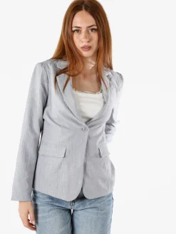 Solada Blazer donna in misto lino e viscosa - grigio