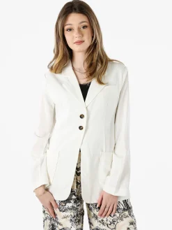 Solada Blazer donna in misto lino - panna