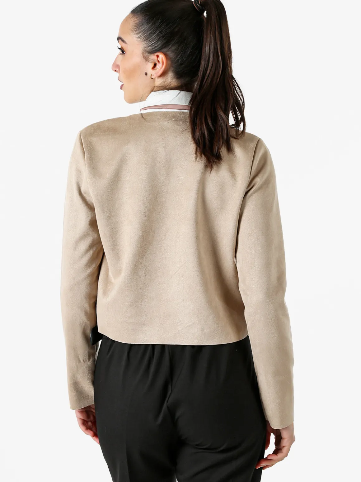 Solada Blazer donna in tessuto scamosciato senza chiusura - cammello