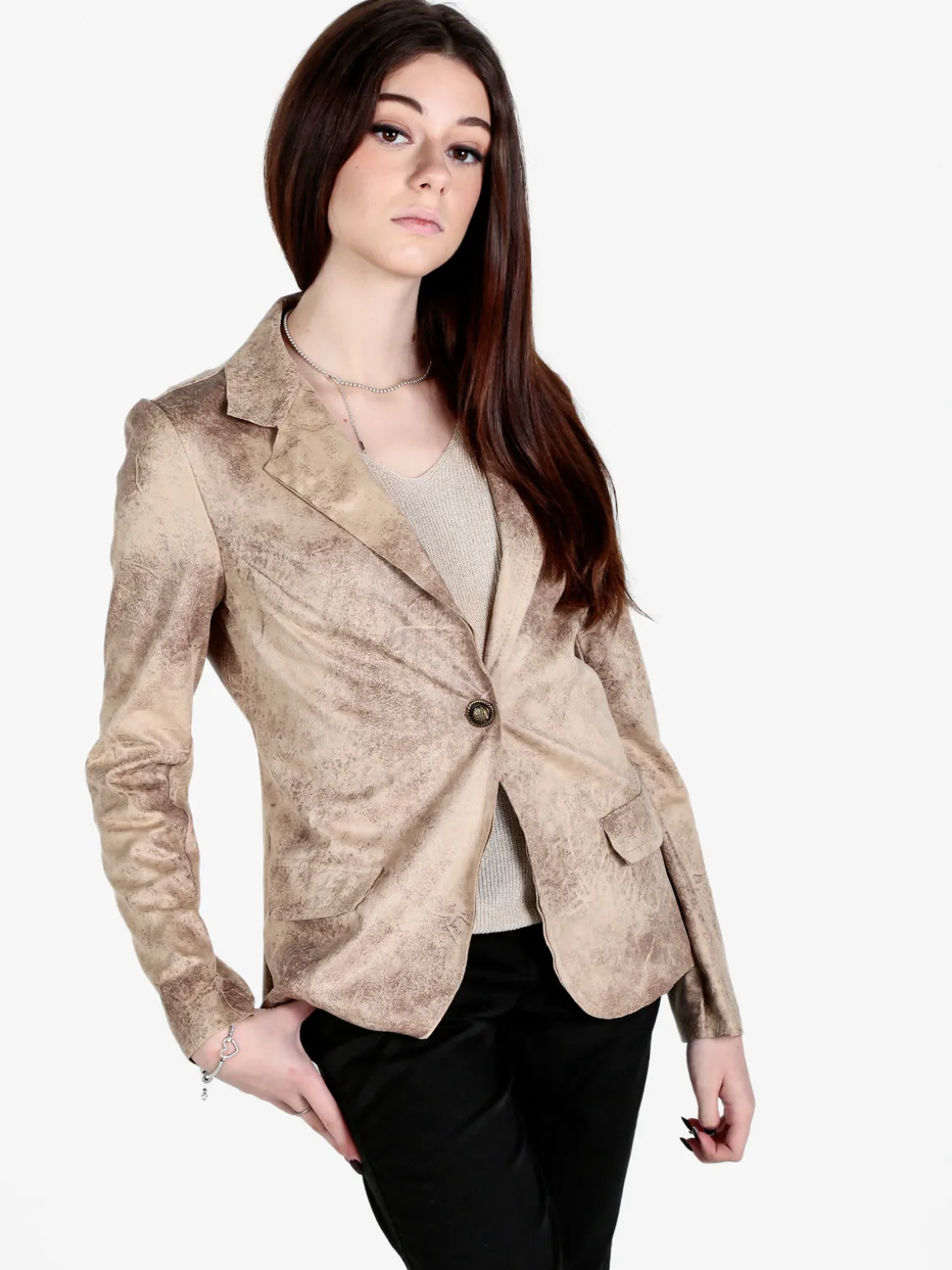 Solada Blazer donna in tessuto scamosciato con bottone