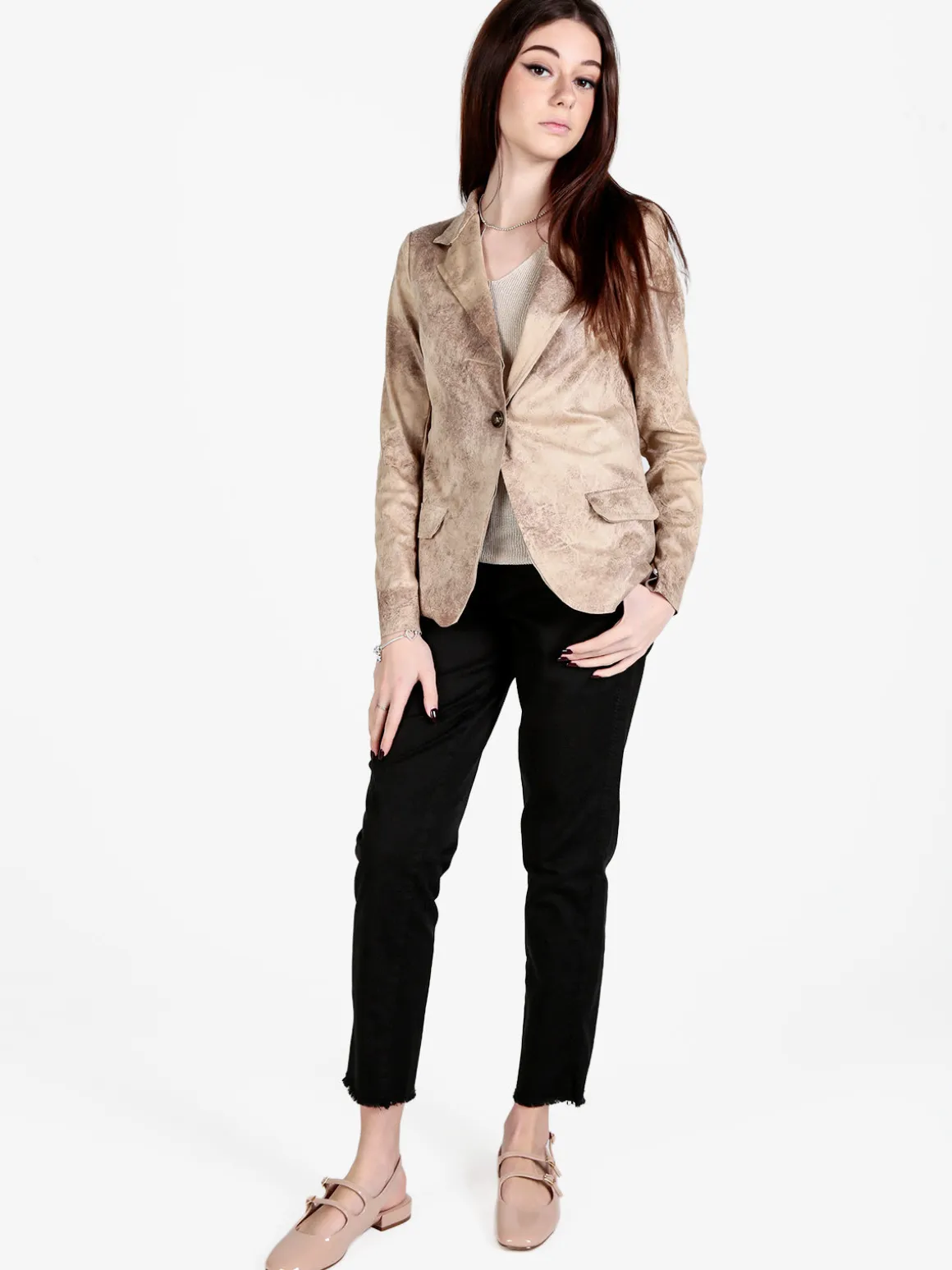 Solada Blazer donna in tessuto scamosciato con bottone