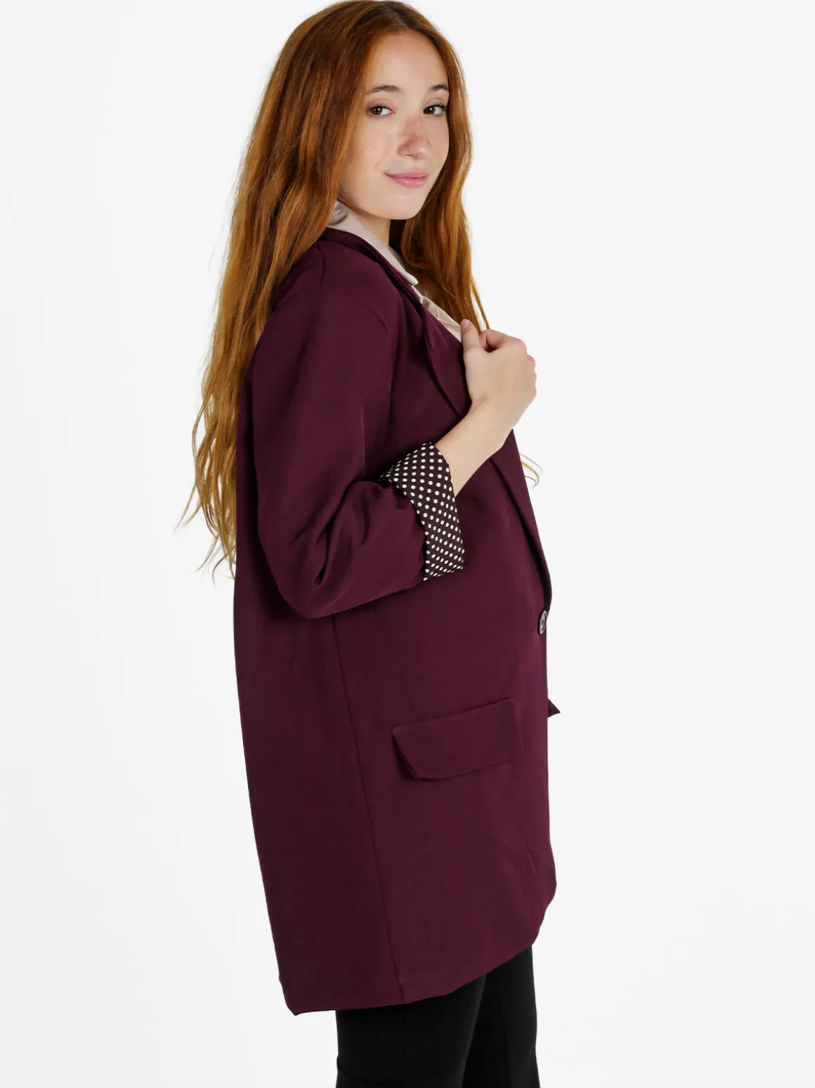Solada Blazer donna oversize - bordeaux