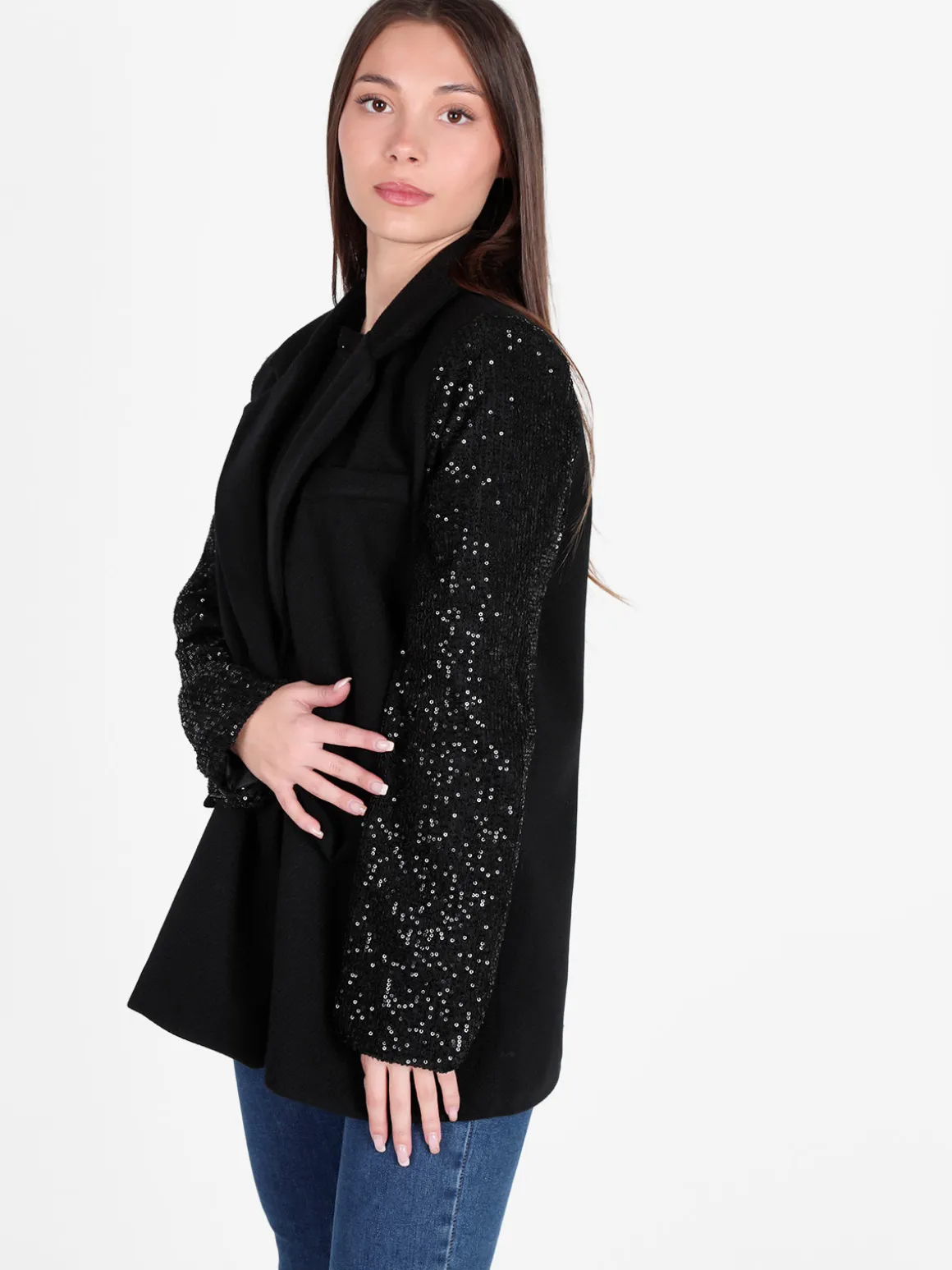 Solada Blazer donna oversize con maniche di paillettes