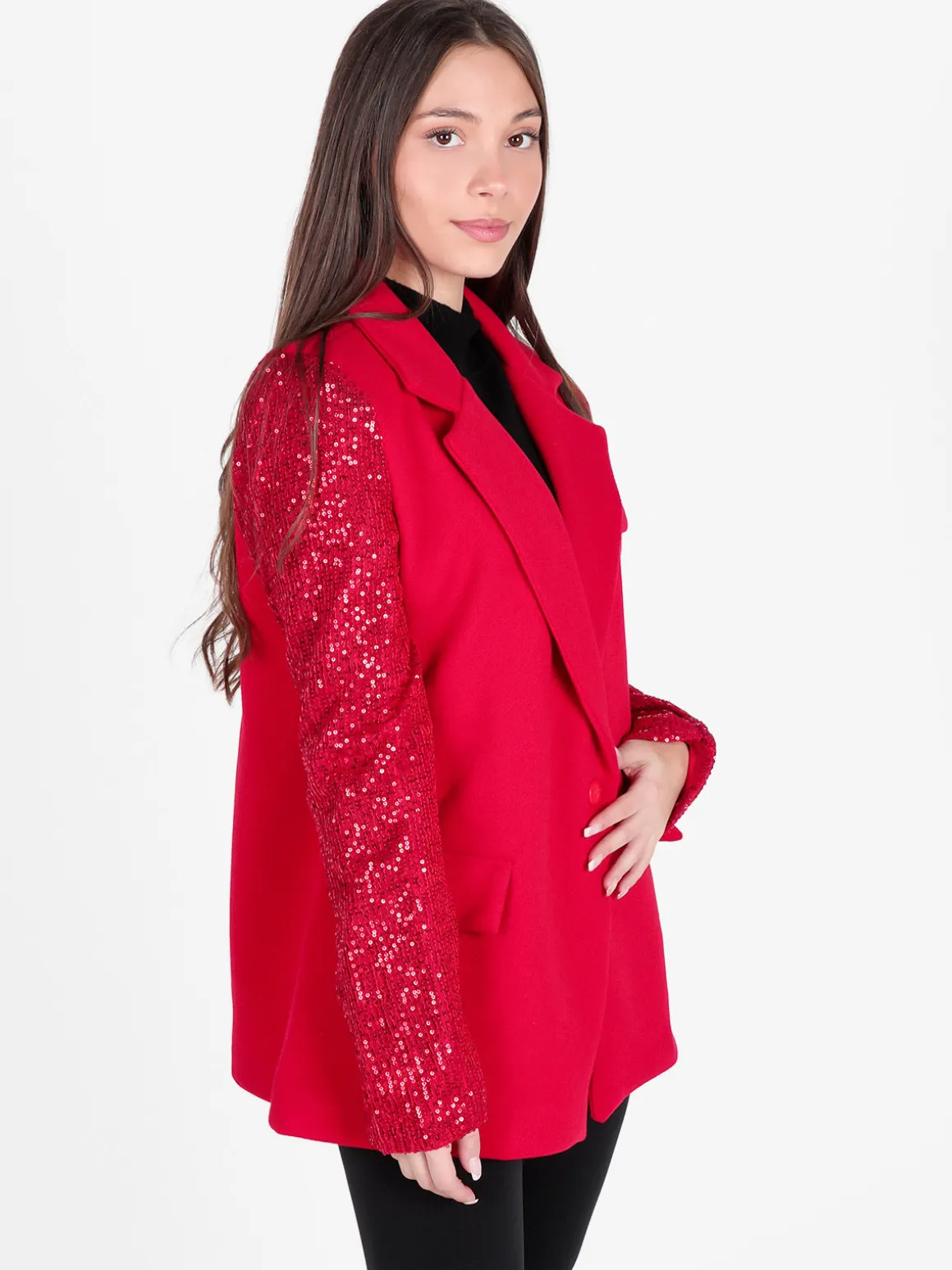 Solada Blazer donna oversize con maniche di paillettes