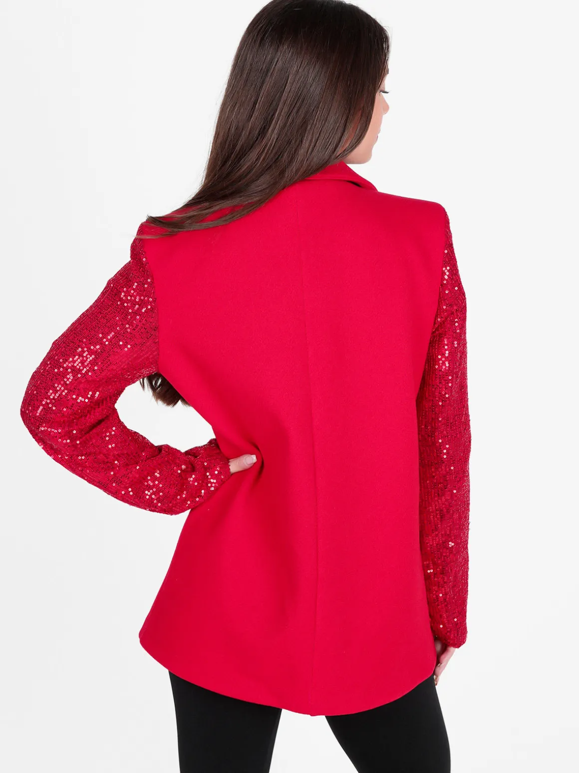 Solada Blazer donna oversize con maniche di paillettes