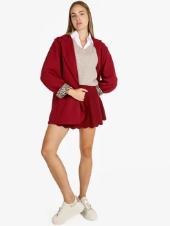 Solada Blazer donna oversize con interno animalier - rosso