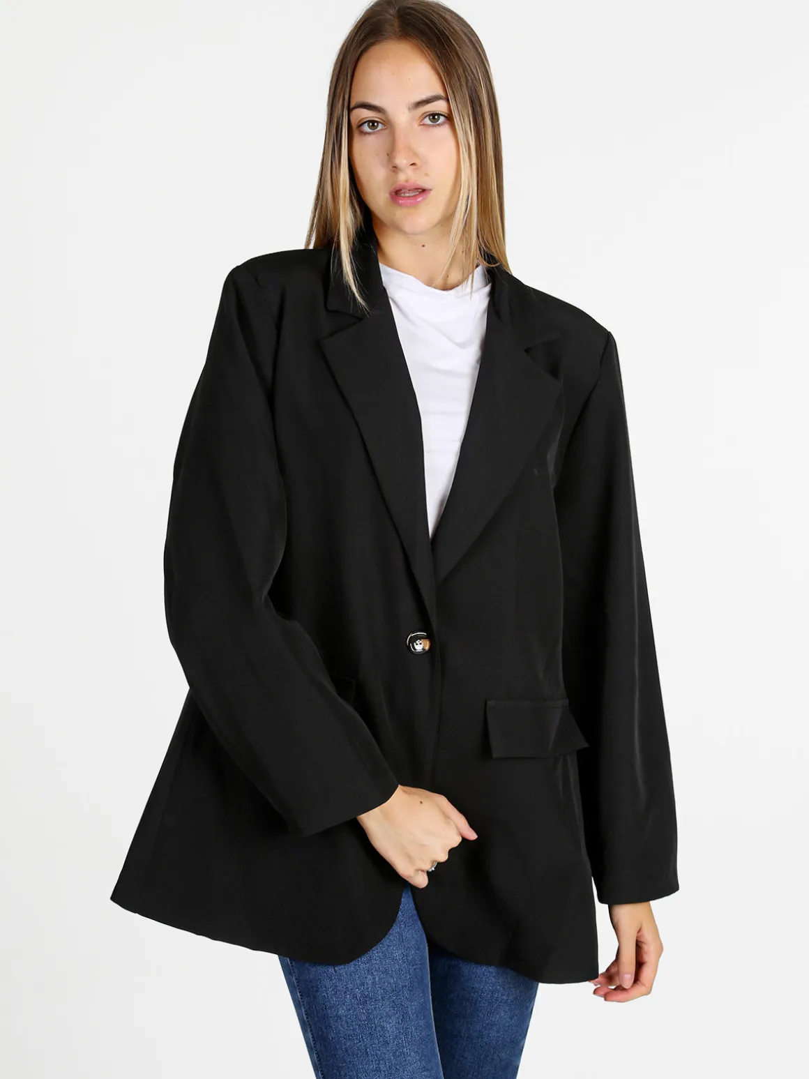 Solada Blazer donna oversize con interno animalier - nero