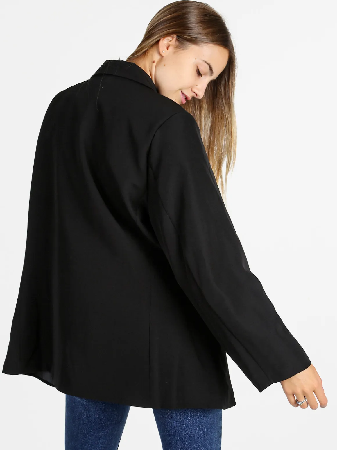 Solada Blazer donna oversize con interno animalier - nero