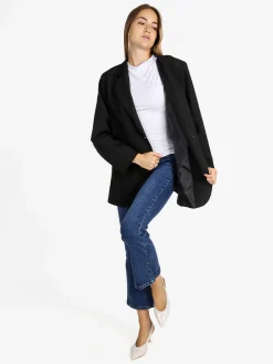 Solada Blazer donna oversize con interno animalier - nero
