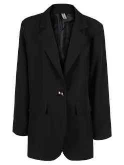 Solada Blazer donna oversize con interno animalier - nero