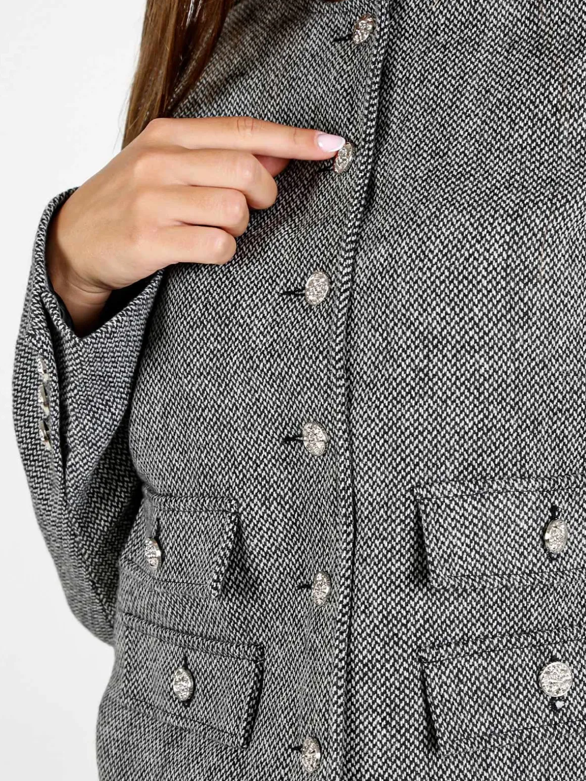 Solada Blazer donna spigato in misto lana - nero