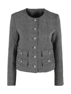 Solada Blazer donna spigato in misto lana - nero
